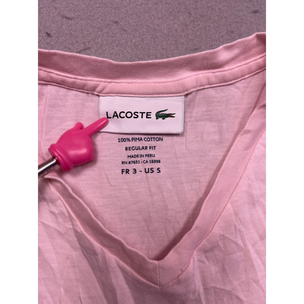 Lacoste T-Shirt Pima Cotton Pink FR 3 US Small Mens - Picture 3 of 7